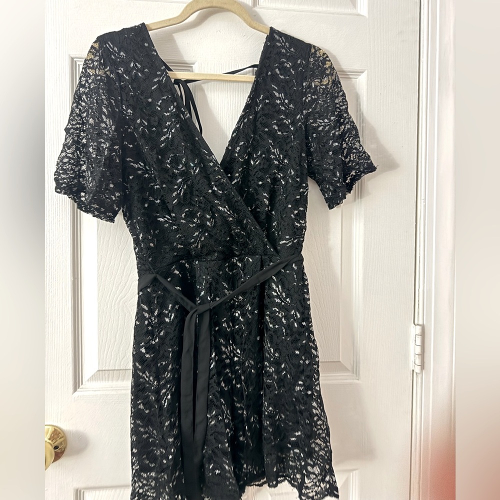 Elegant Black Lace Short Jumpsuit Romper Dress